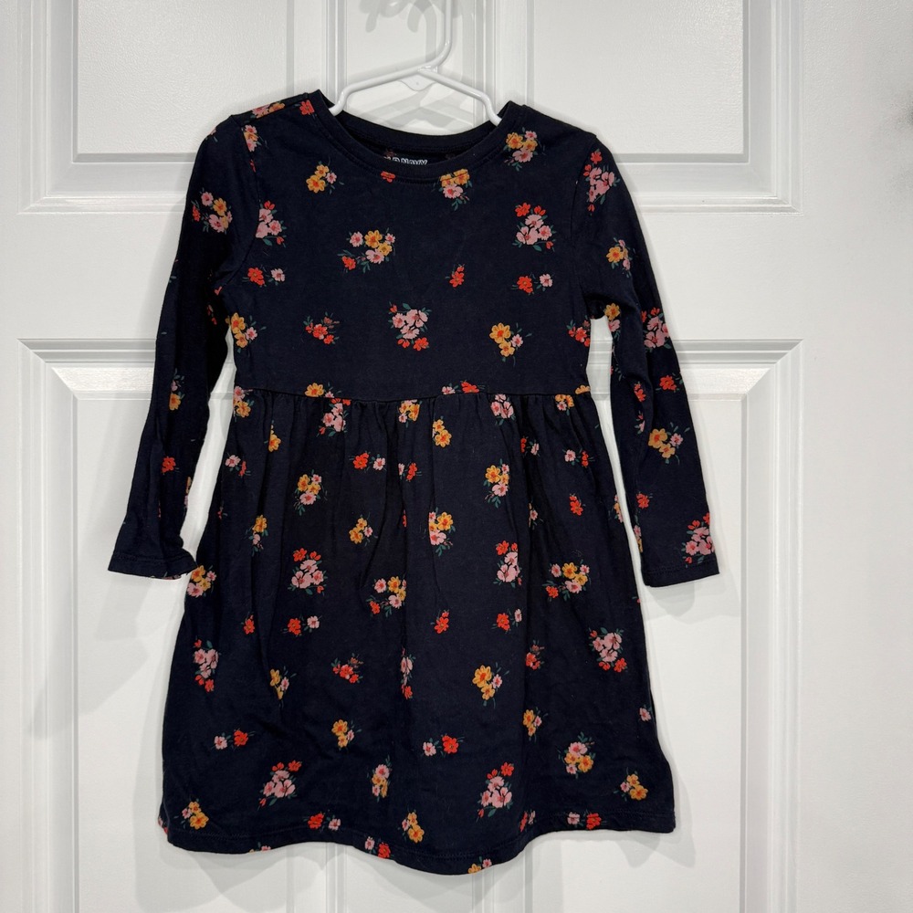 Old Navy Toddler Girls Navy Blue Floral Long Sleeve Dress Size 4T